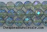 CNC626 15.5 inches 4mm faceted round plated natural white crystal beads