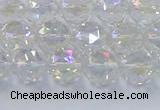 CNC646 15.5 inches 8mm faceted round plated natural white crystal beads