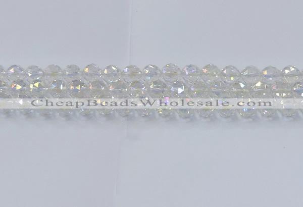 CNC647 15.5 inches 10mm faceted round plated natural white crystal beads