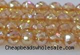 CNC651 15.5 inches 6mm faceted round plated natural white crystal beads