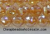 CNC653 15.5 inches 10mm faceted round plated natural white crystal beads