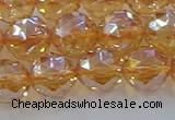 CNC654 15.5 inches 12mm faceted round plated natural white crystal beads