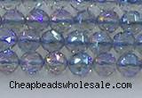 CNC657 15.5 inches 6mm faceted round plated natural white crystal beads