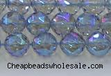 CNC658 15.5 inches 8mm faceted round plated natural white crystal beads