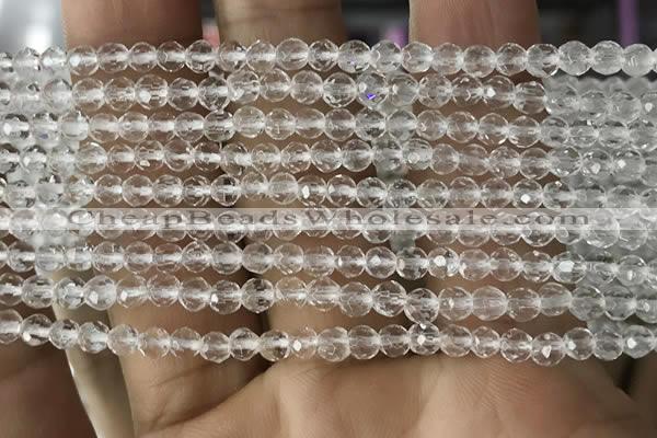 CNC700 15.5 inches 3mm faceted round white crystal beads