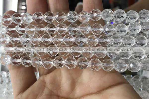 CNC703 15.5 inches 8mm faceted round white crystal beads