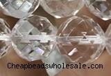 CNC707 15.5 inches 16mm faceted round white crystal beads