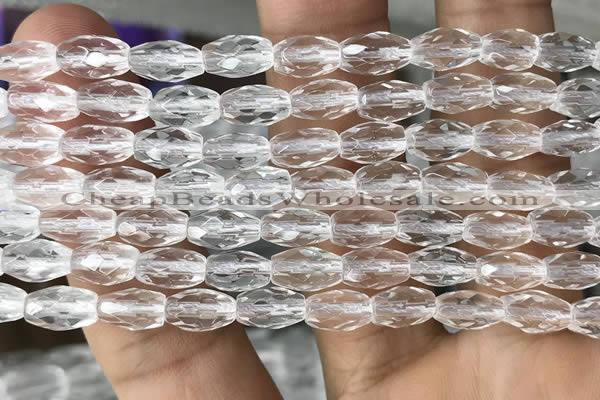 CNC721 15.5 inches 5*8mm faceted rice white crystal beads