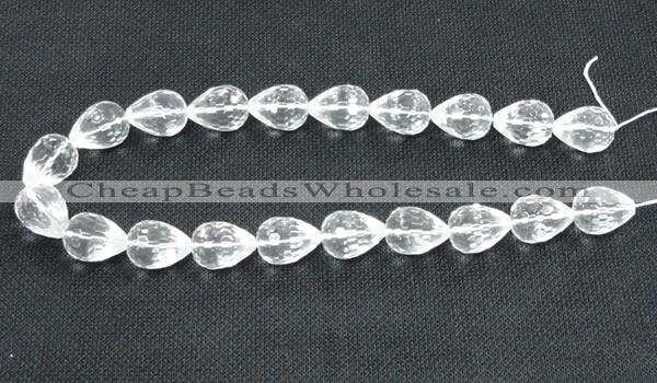 CNC74 8*12mm faceted teardrop grade A natural white crystal beads