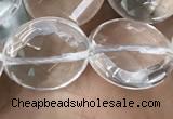 CNC748 15.5 inches 16mm faceted coin white crystal beads