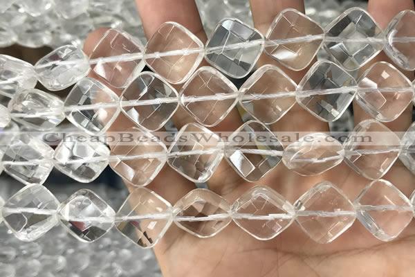 CNC757 15.5 inches 16*16mm faceted diamond white crystal beads