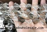 CNC834 14*14mm twisted diamond white crystal & smoky quartz beads