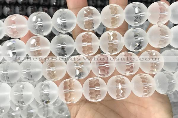 CNC856 15.5 inches 18mm faceted round white crystal beads