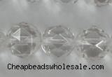 CNC90 15.5 inches 10mm faceted round natural white crystal beads