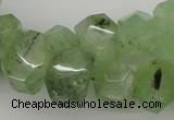 CNG1022 10*14mm - 15*20mm faceted nuggets green rutilated quartz beads