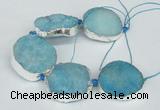 CNG1492 8 inches 30*35mm - 35*45mm freeform agate beads with brass setting