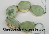 CNG1500 8 inches 30*35mm - 35*45mm freeform agate beads with brass setting