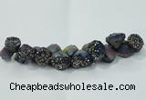 CNG1537 7.5 inches 10*14mm - 15*20mm nuggets plated druzy agate beads