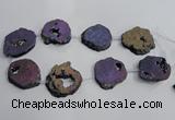 CNG1563 30*40mm - 40*50mm freeform plated druzy agate beads