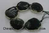 CNG1626 8 inches 40*45mm - 45*50mm freeform agate beads with brass setting