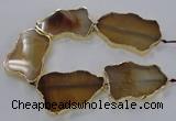 CNG1650 8 inches 35*50mm - 45*65mm freeform agate beads with brass setting