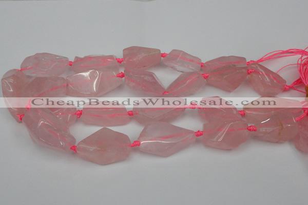 CNG1703 15.5 inches 15*20mm - 18*38mm nuggets rose quartz beads