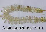 CNG2150 15.5 inches 8*25mm - 10*40mm faceted nuggets lemon quartz beads