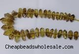 CNG2154 15.5 inches 10*25mm - 15*40mm faceted nuggets lemon quartz beads