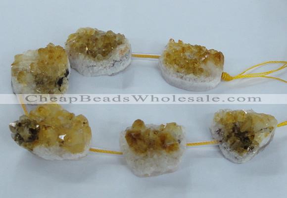 CNG2436 15.5 inches 20*25mm - 30*35mm nuggets druzy citrine beads