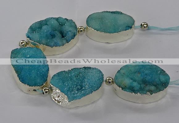 CNG2600 7.5 inches 25*35mm - 30*40mm freeform druzy agate beads