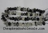 CNG2716 10*14mm - 13*18mm faceted nuggets black rutilated quartz beads