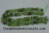 CNG2719 10*14mm - 13*18mm faceted nuggets green rutilated quartz beads