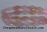 CNG2839 20*30mm - 22*35mm twisted & faceted freeform rose quartz beads