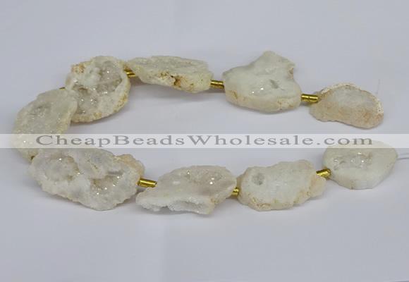 CNG2888 15.5 inches 25*30mm - 30*35mm freeform plated druzy agate beads