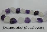 CNG3006 15*20mm - 22*30mm nuggets amethyst & white crystal beads