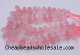 CNG3201 10*25mm - 12*45mm faceted nuggets rose quartz beads