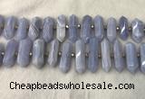 CNG3212 10*25mm - 12*45mm faceted nuggets blue lace agate beads