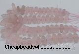 CNG3216 10*25mm - 12*50mm faceted nuggets rose quartz beads