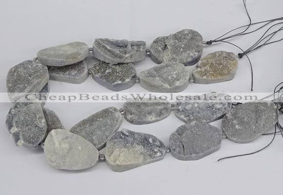 CNG3274 22*30mm - 30*40mm freeform plated druzy agate beads