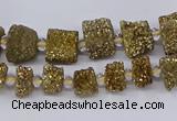 CNG3337 15.5 inches 6*8mm - 10*14mm nuggets plated druzy agate beads