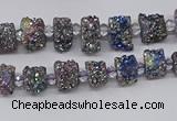 CNG3339 15.5 inches 6*8mm - 10*14mm nuggets plated druzy agate beads