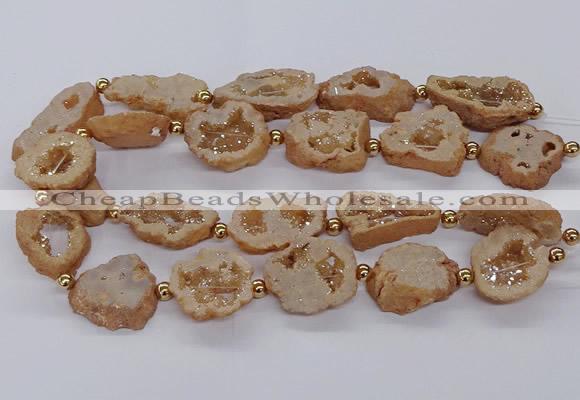 CNG3417 15.5 inches 18*25mm - 30*35mm freeform plated druzy agate beads