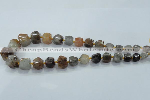 CNG342 15.5 inches 8*10mm - 15*18mm faceted nuggets colorfull-phantom beads