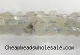 CNG3545 15*20mm - 20*25mm nuggets plated rough white crystal beads