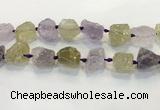 CNG3575 18*20mm - 25*30mm nuggets rough amethyst & lemon quartz beads