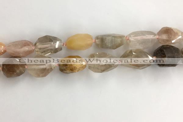 CNG3584 15*25mm - 20*35mm faceted nuggets mixed rutilated quartz beads