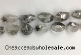 CNG3585 15*25mm - 20*30mm faceted nuggets black rutilated quartz beads