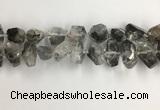 CNG3586 15*20mm - 15*30mm faceted nuggets black rutilated quartz beads