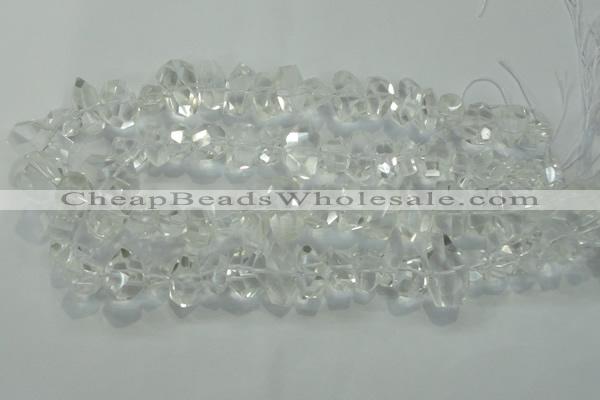 CNG365 15.5 inches 10*20mm faceted nuggets white crystal beads