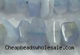 CNG368 15.5 inches 10*20mm faceted nuggets blue chalcedony beads